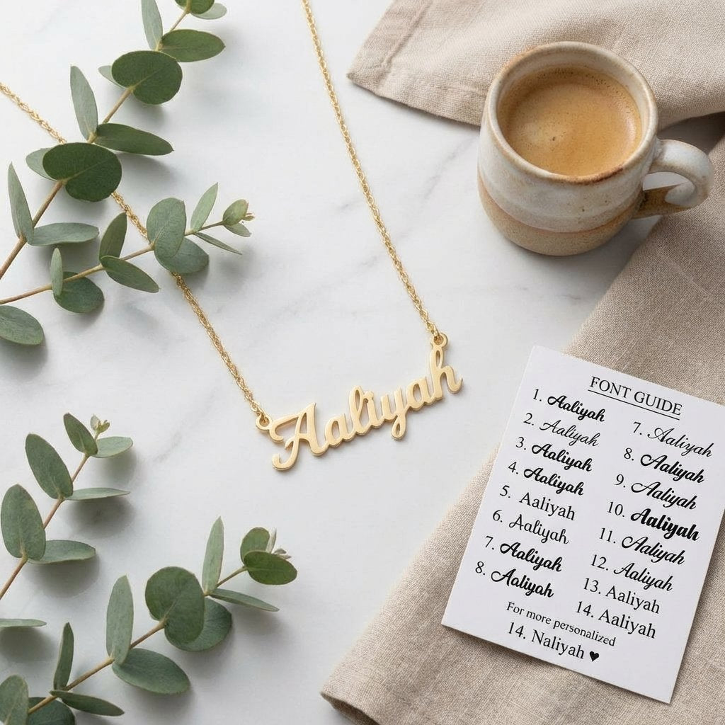 Personalized 14K Gold Name Necklace - Custom Nameplate