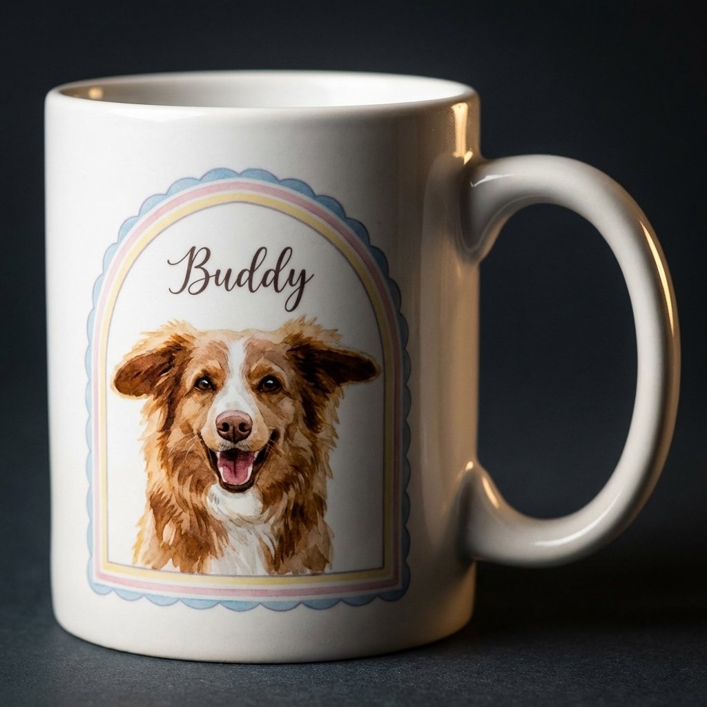 Custom Watercolor Pet Portrait Mug | Personalized Pet Gift