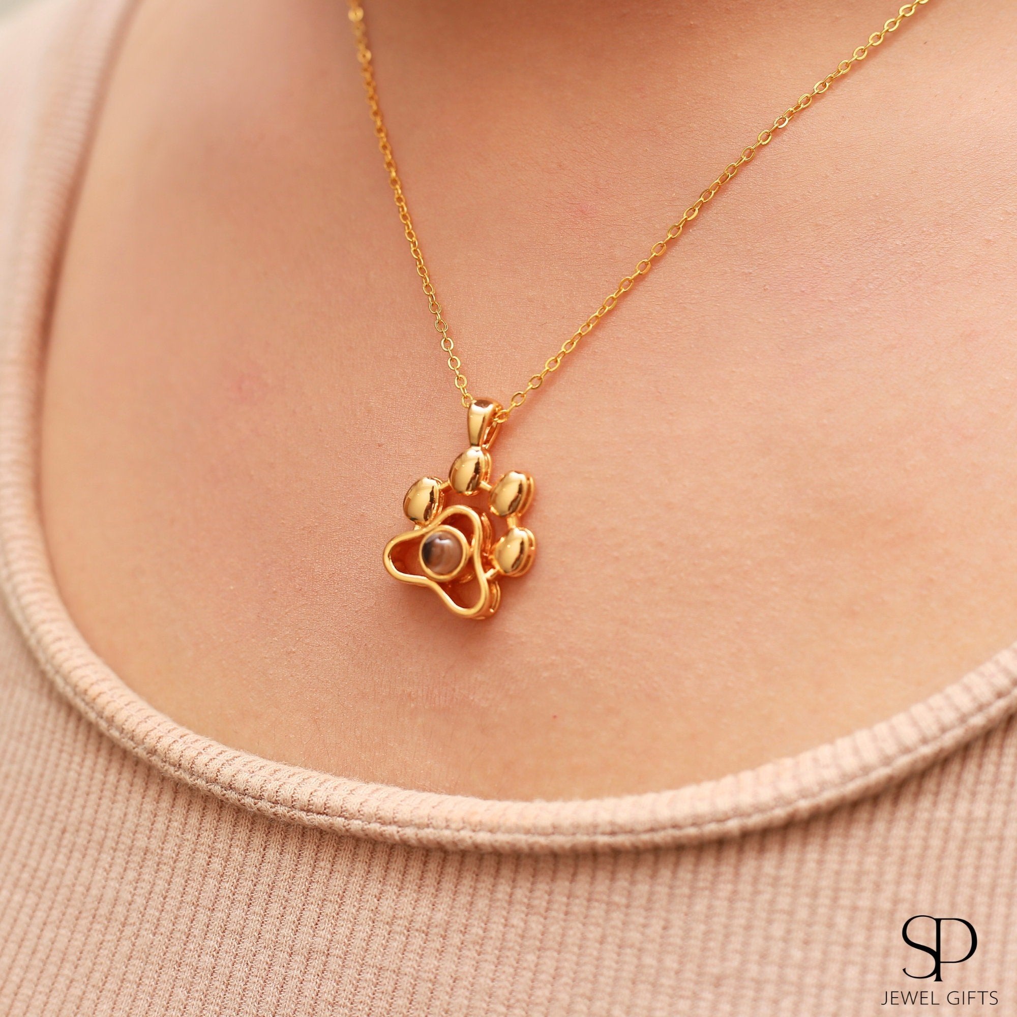 Eternal Bond Paw Photo Projection Necklace