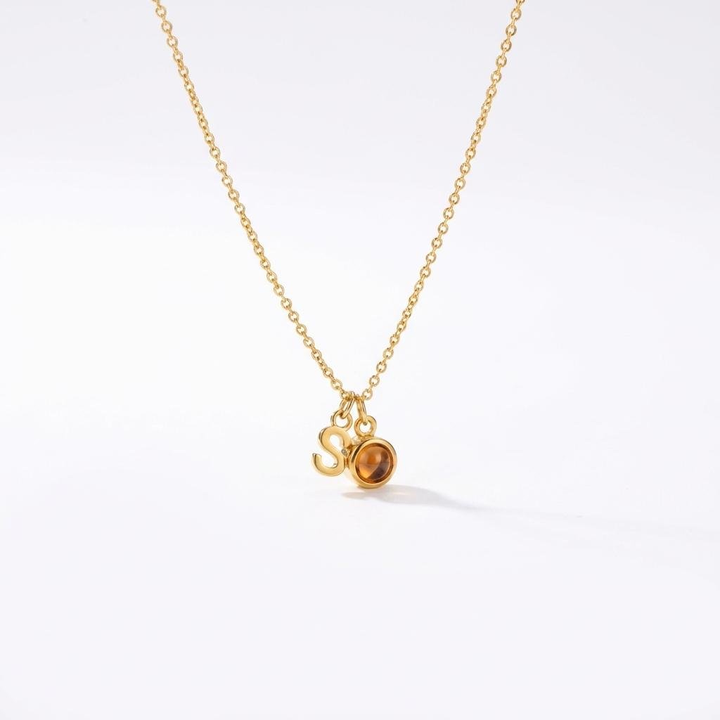 Personalized Photo Projection Necklace with Initial Charm