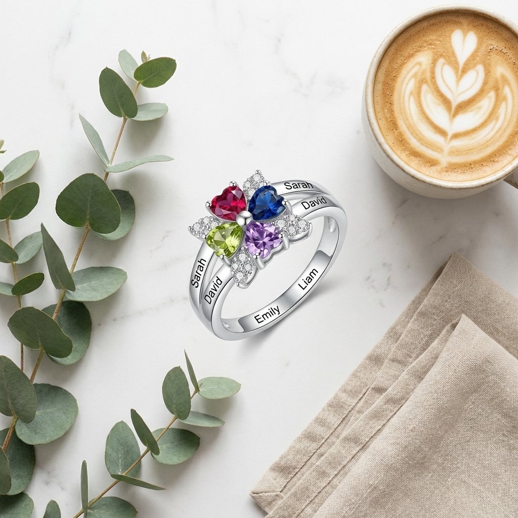 Personalized Sterling Silver Family Birthstone Ring