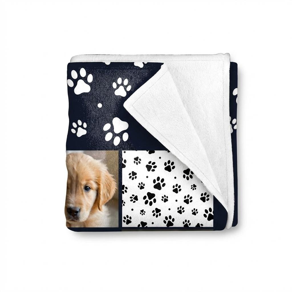 Personalized Pet Memorial Photo Blanket - Custom Dog Loss Gift