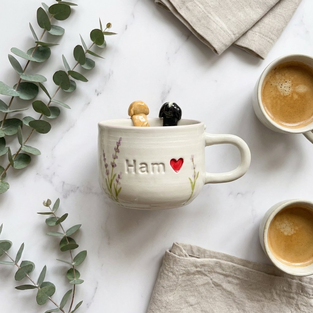 Artisan Custom Pet Peekaboo Mug - Hand-Sculpted Ceramic