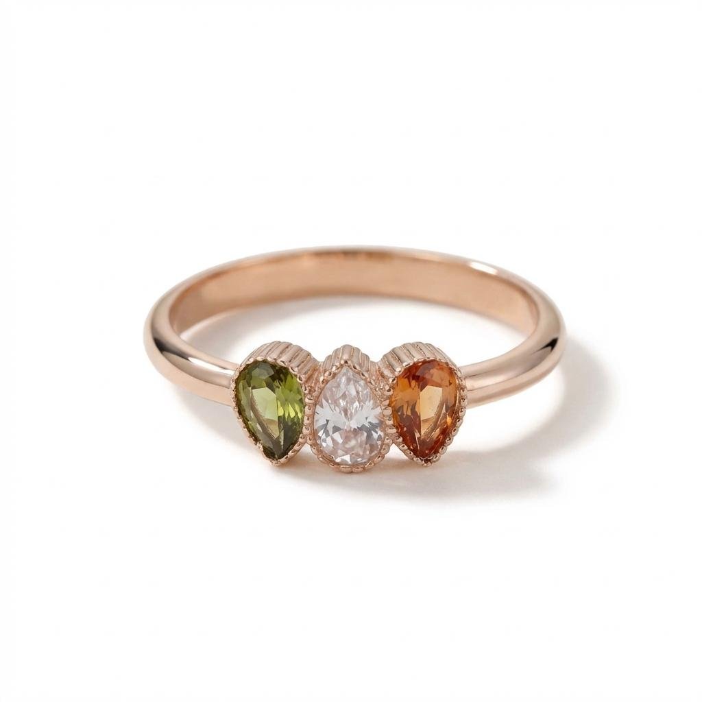 Personalized Birthstone Ring - 925 Silver Family Ring for Mom