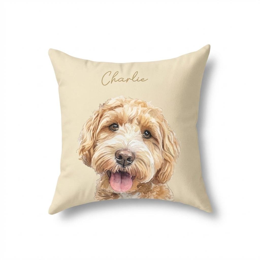 Personalized Watercolor Pet Portrait Pillow | Custom Dog Gift