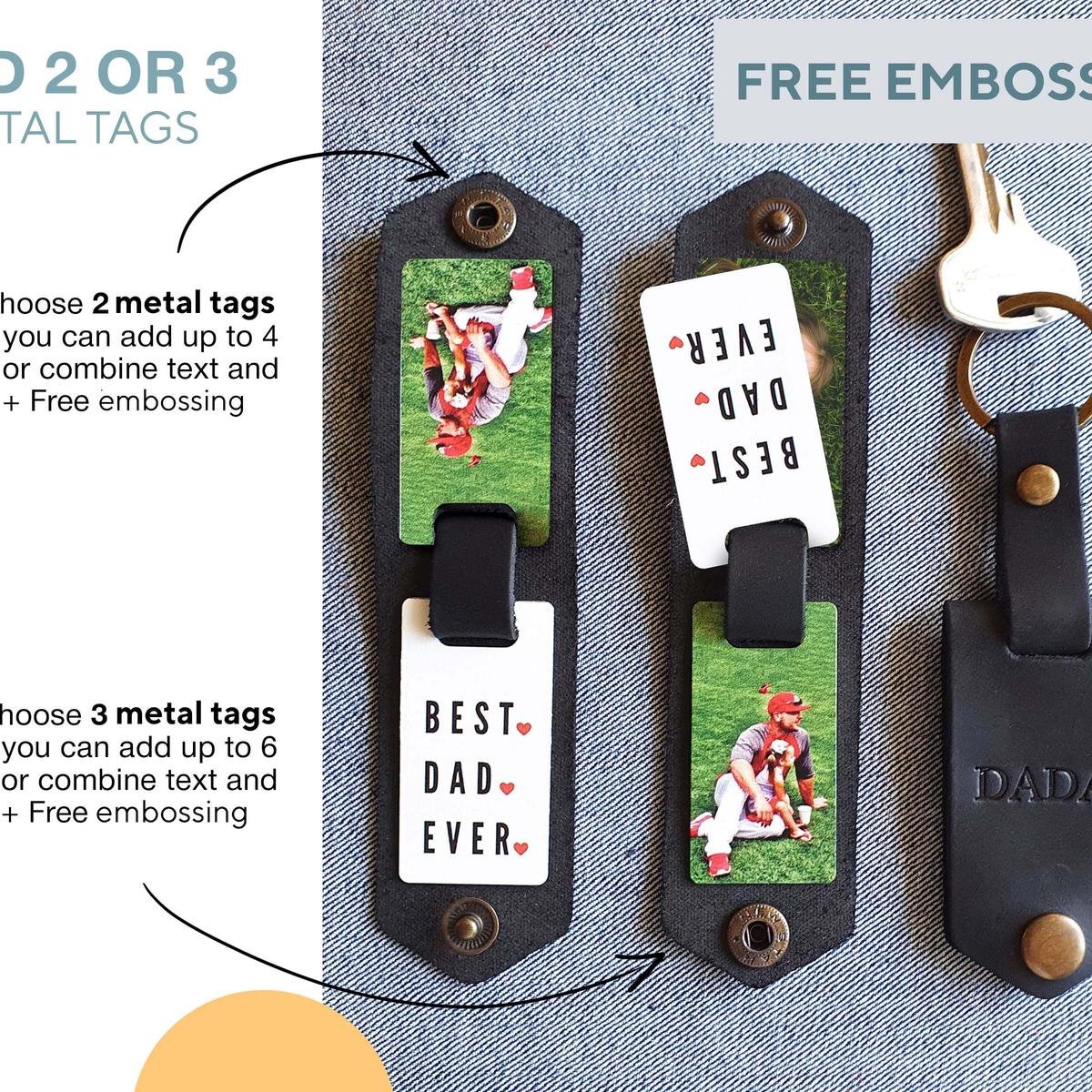 Personalized Leather Photo Keychain - Custom Anniversary Gift