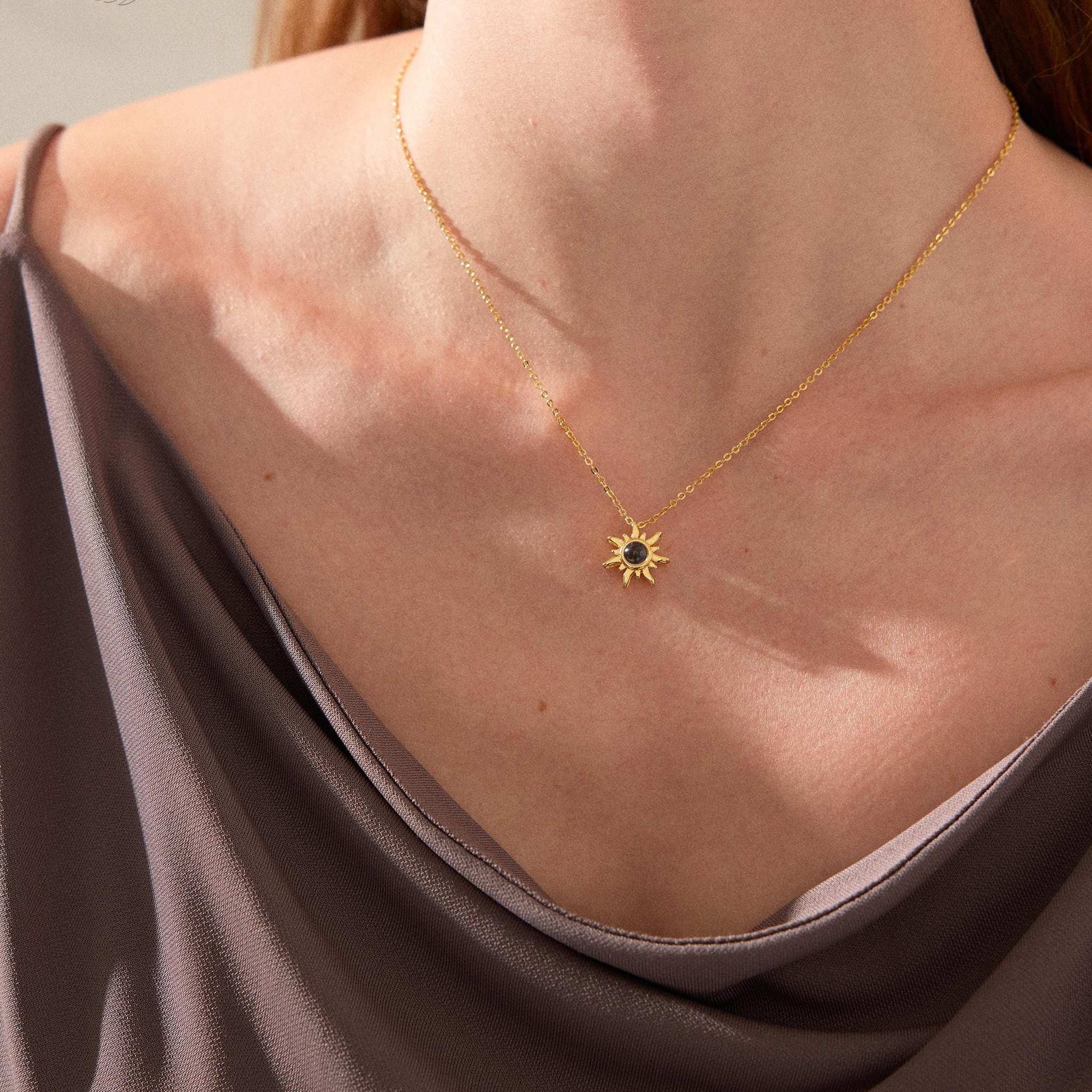 Radiant Sol: Personalized Photo Projection Necklace
