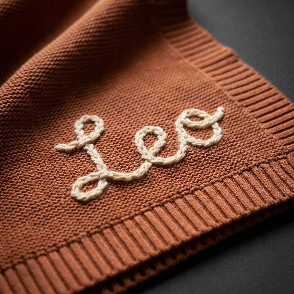 Personalized Hand-Embroidered Organic Cotton Baby Blanket
