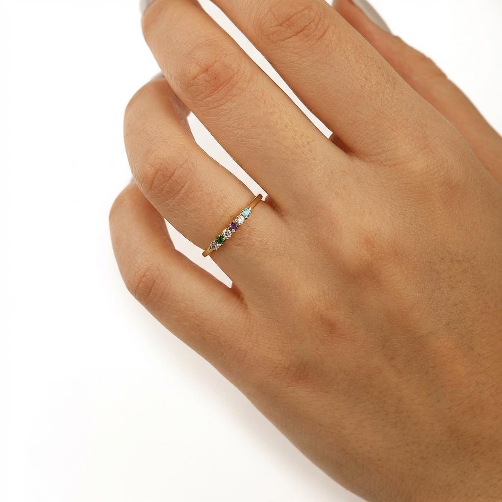 Personalized Mothers Birthstone Ring - Custom Family Jewelry