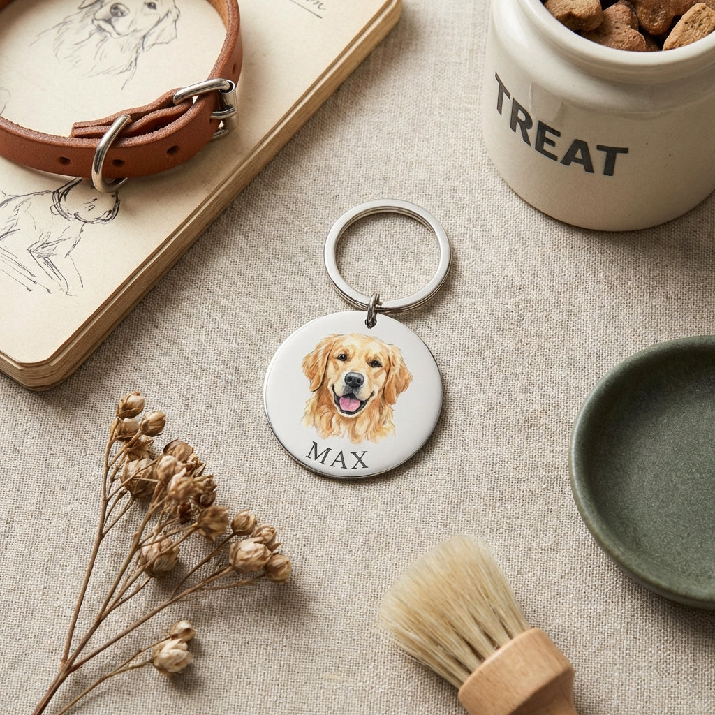 Custom Pet Portrait Keychain | Personalized Dog & Cat Lover Gift