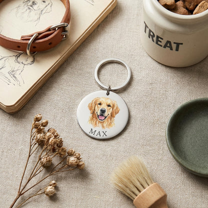 Custom Pet Portrait Keychain | Personalized Dog & Cat Lover Gift