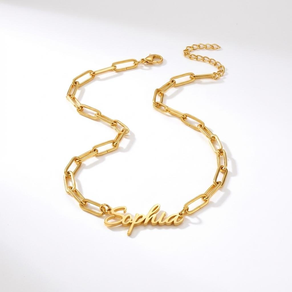 Personalized Paper Clip Name Necklace | Custom Gold Choker