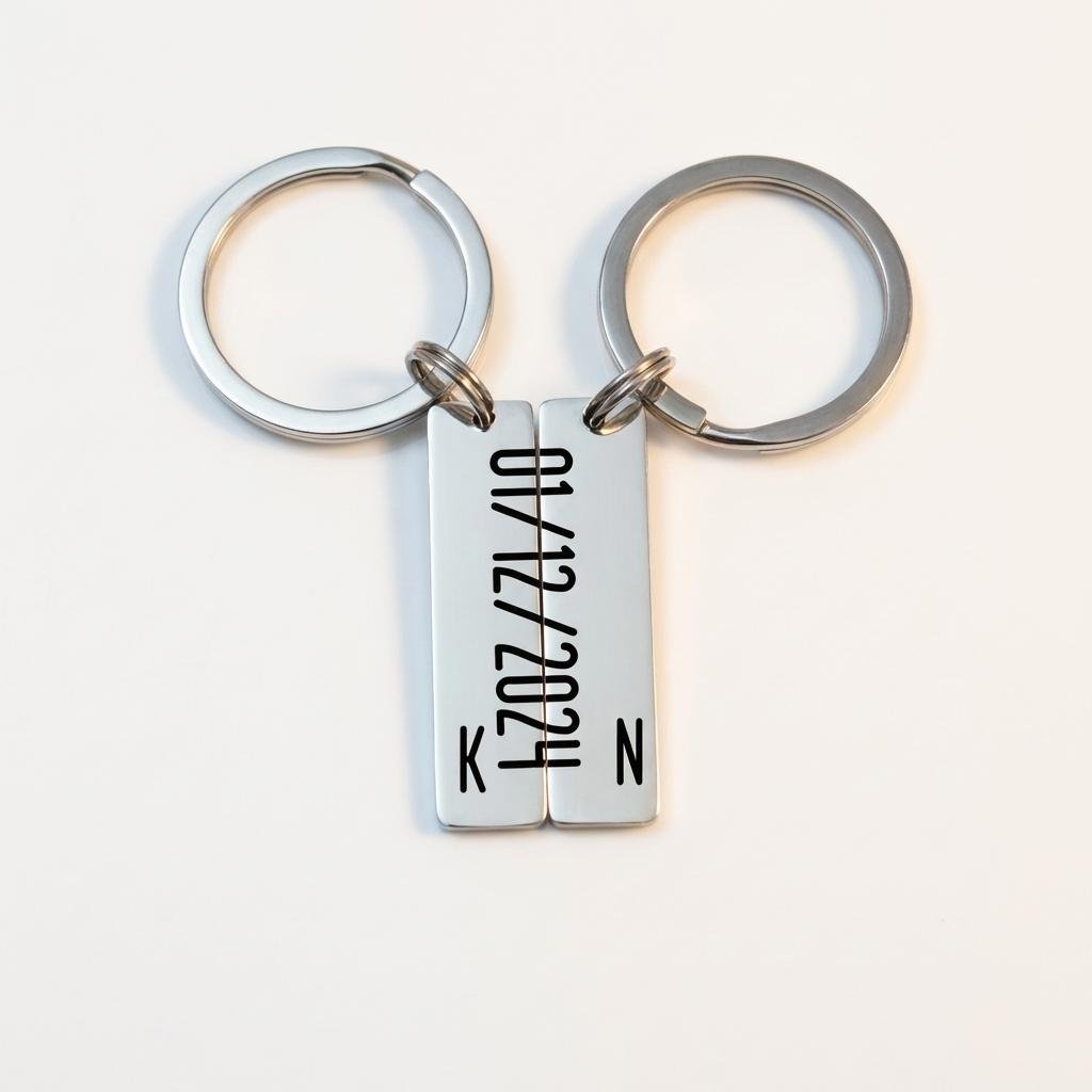 Personalized Anniversary Date Keychain Set for Couples