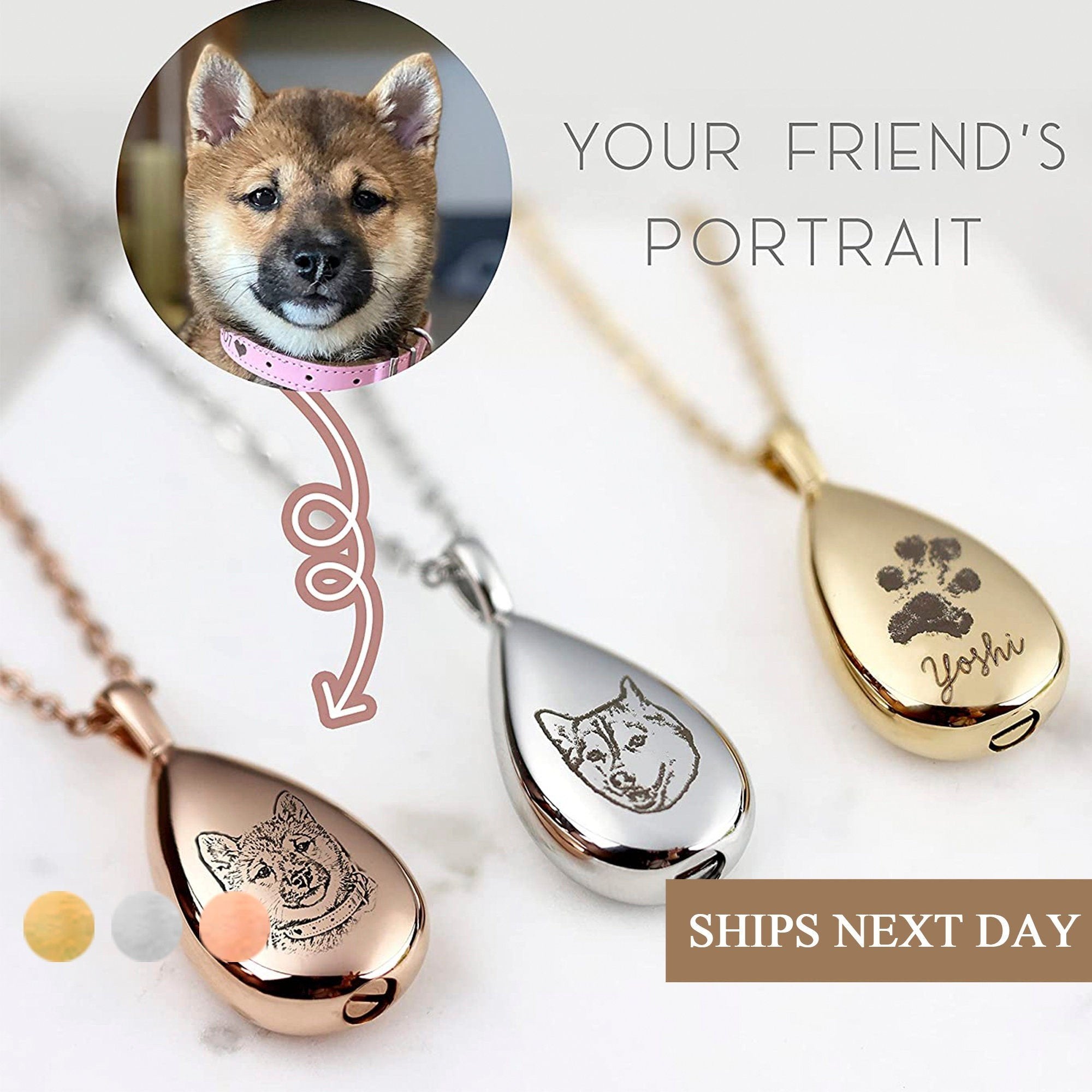 Bespoke Pet Portrait Memorial Urn Necklace