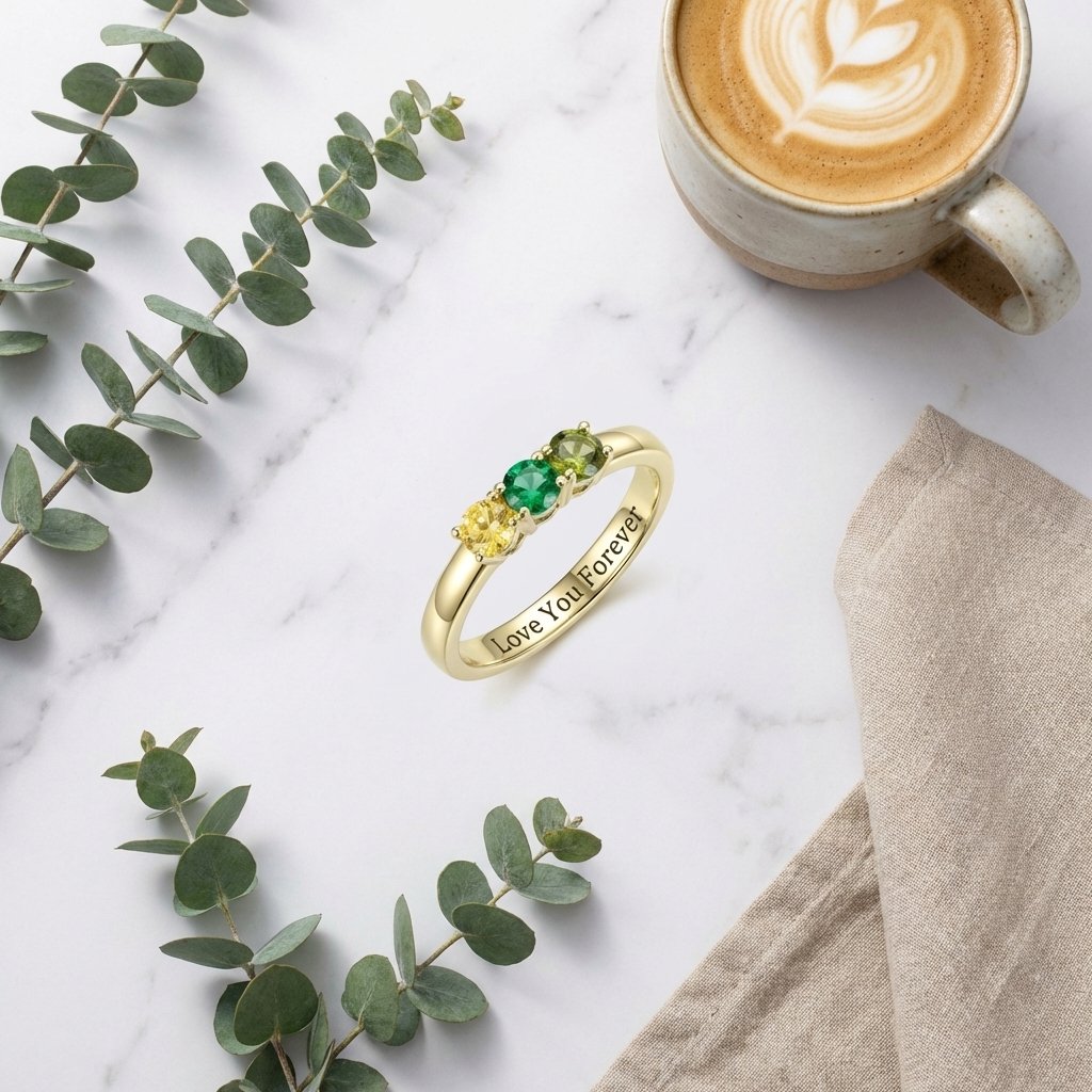 Custom Birthstone Ring for Mom | Personalized Sterling Silver