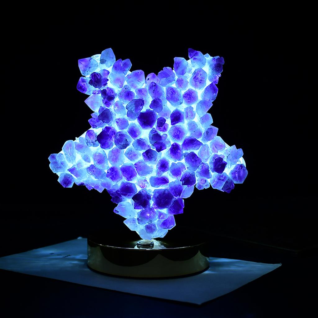Amethyst Crystal Cluster Lamp Blue Light