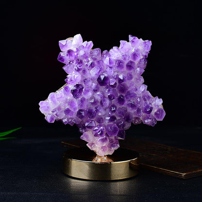 Amethyst Crystal Cluster Star Sculpture