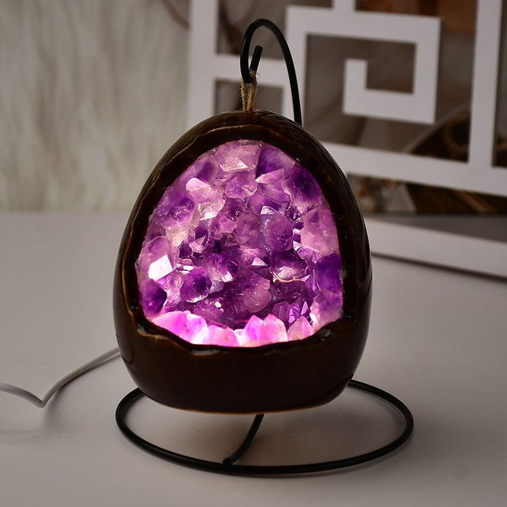 Amethyst Crystal Geode Egg Shaped Night Light