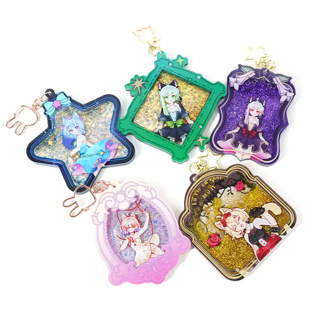 Anime Girl Glitter Acrylic Keychain Collection