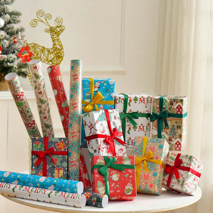 Assorted Christmas Gift Wrap with Holiday Designs
