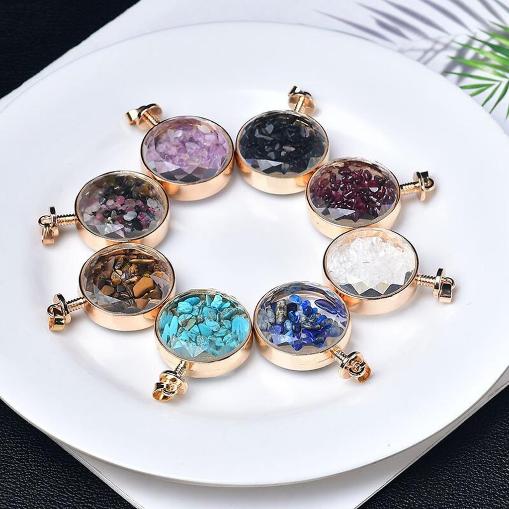 Assorted Crystal Chip Glass Vial Pendants White Plate