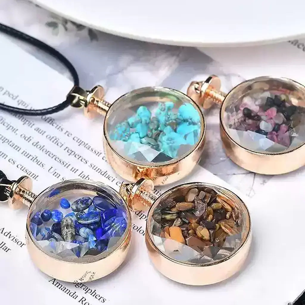Assorted Crystal Chip Glass Vial Pendants