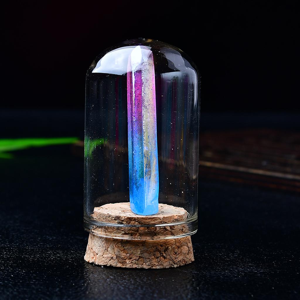 Aura Quartz Crystal Point in Glass Bell Jar