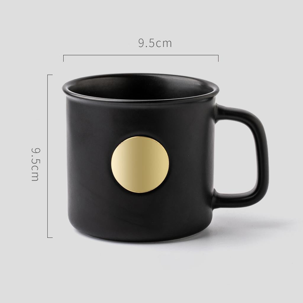 Black Ceramic Mug Gold Accent