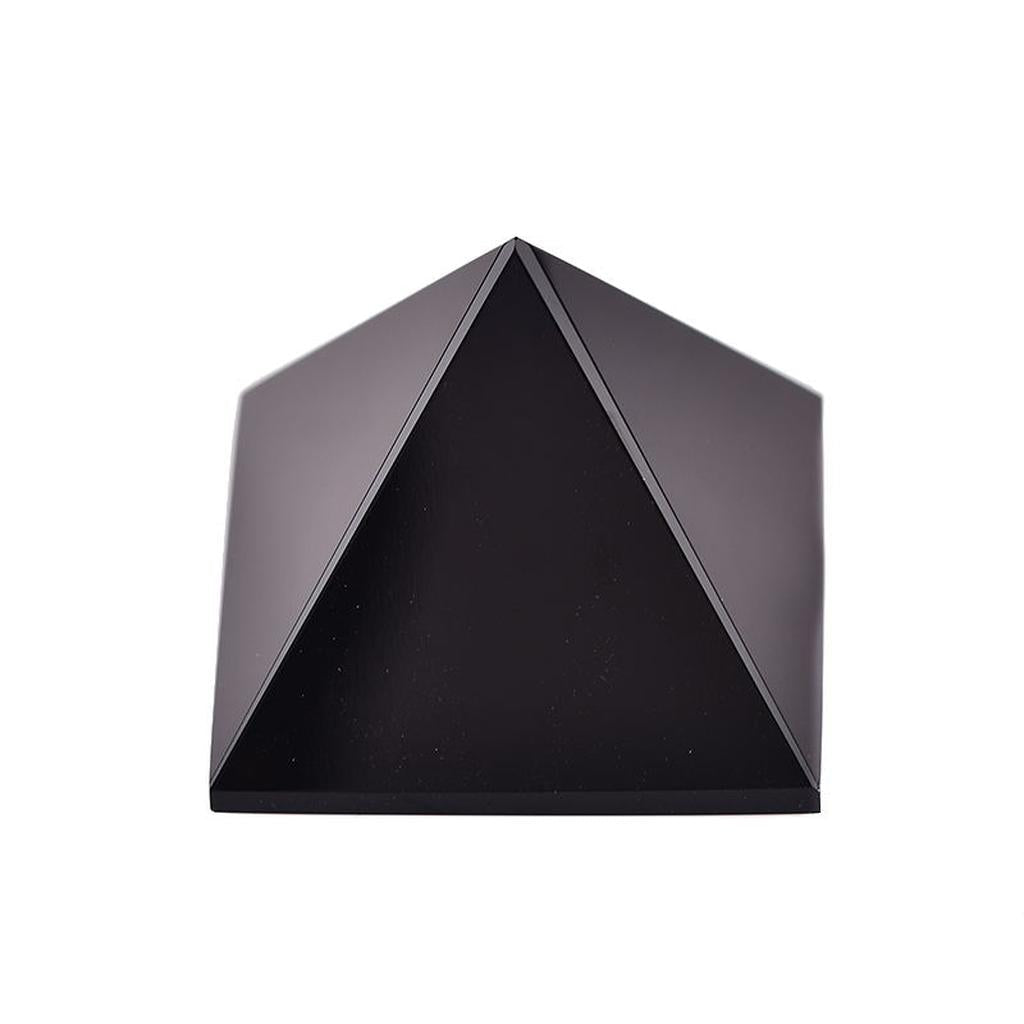 Black Obsidian Crystal Pyramid White Background