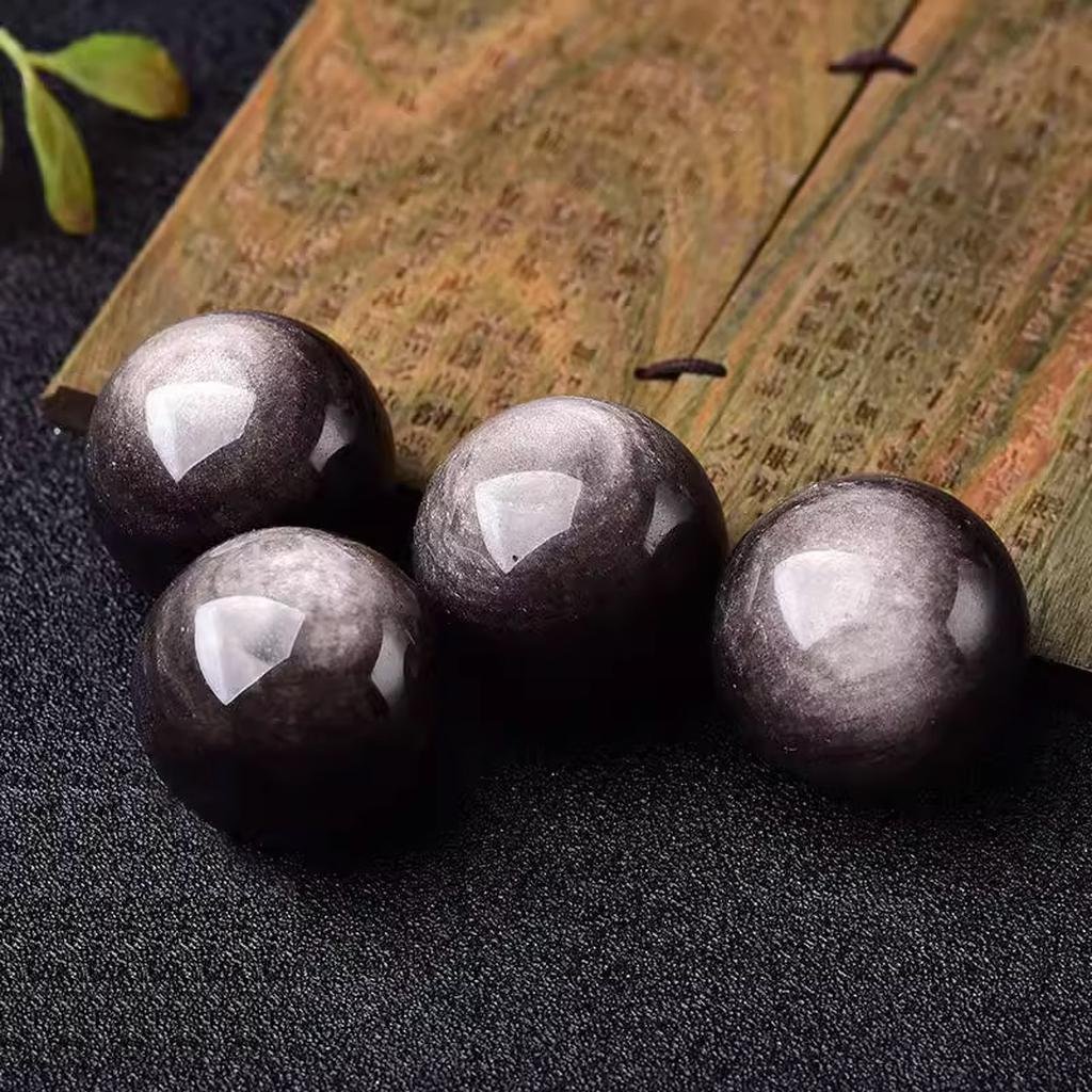 Black Obsidian Crystal Sphere Set