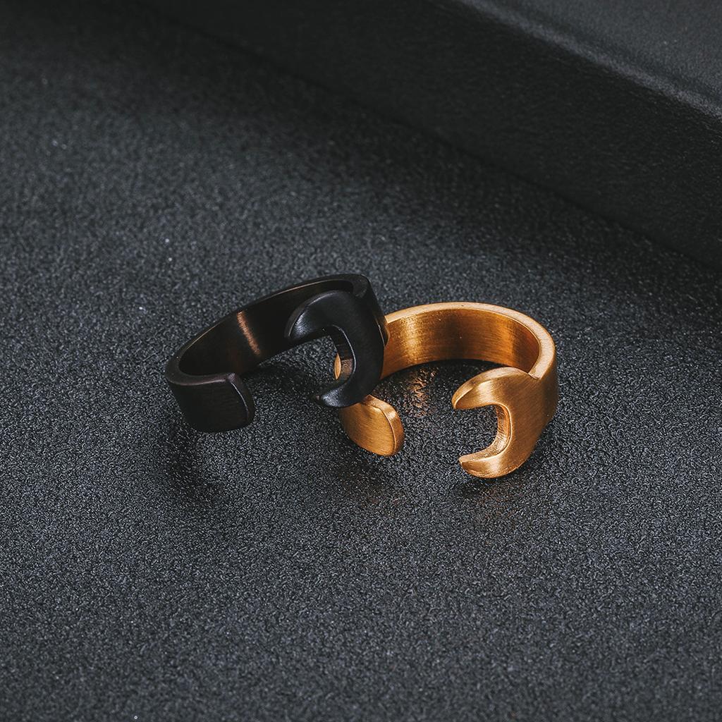 Black and Gold Open Hook Rings Design Example