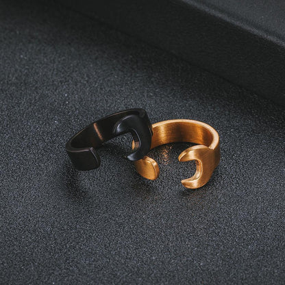 Black and Gold Open Hook Rings Design Example