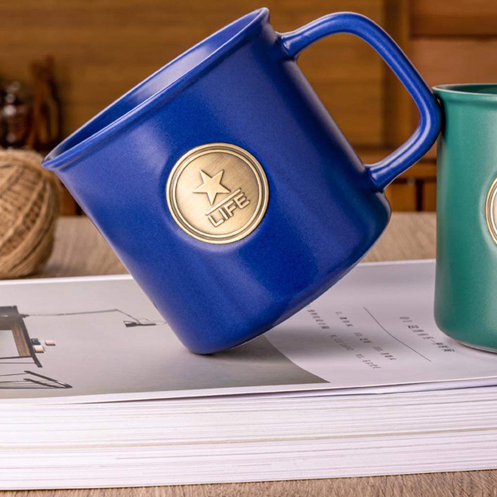 Blue Ceramic Mug Embossed Life Logo