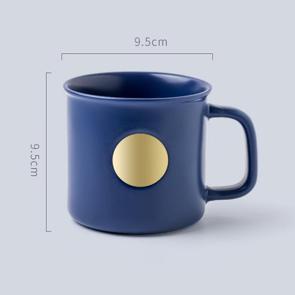 Blue Ceramic Mug Gold Accent