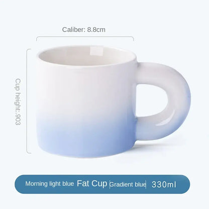 Blue Gradient Ceramic Mug With Round Handle