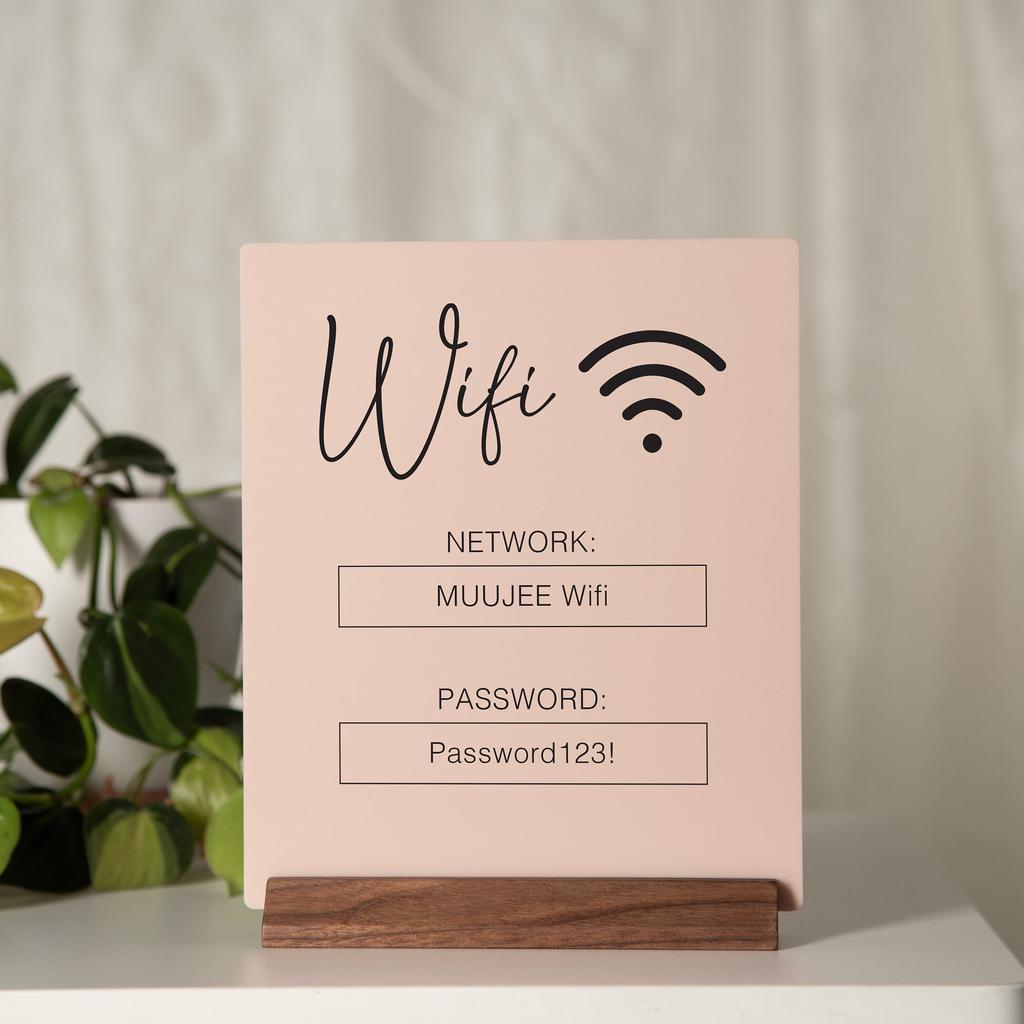 Blush Acrylic WiFi Password Sign