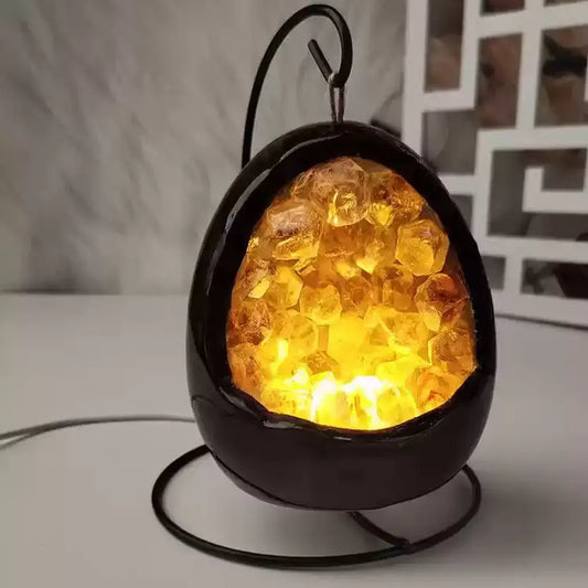 Citrine Crystal Geode Egg Shaped Night Light