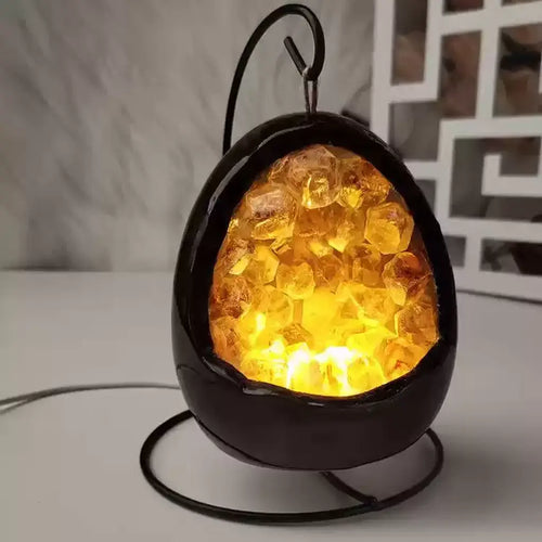 Citrine Crystal Geode Egg Shaped Night Light