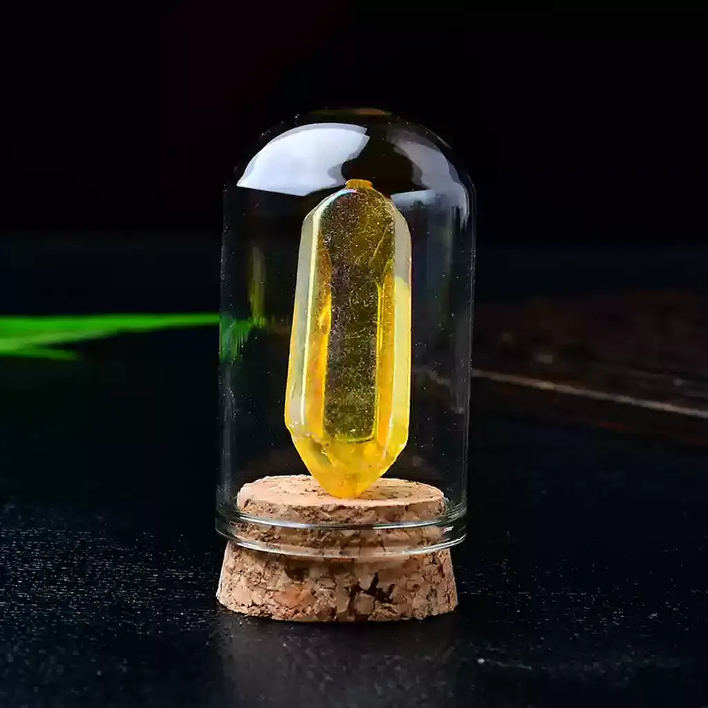 Citrine Crystal Point in Glass Jar