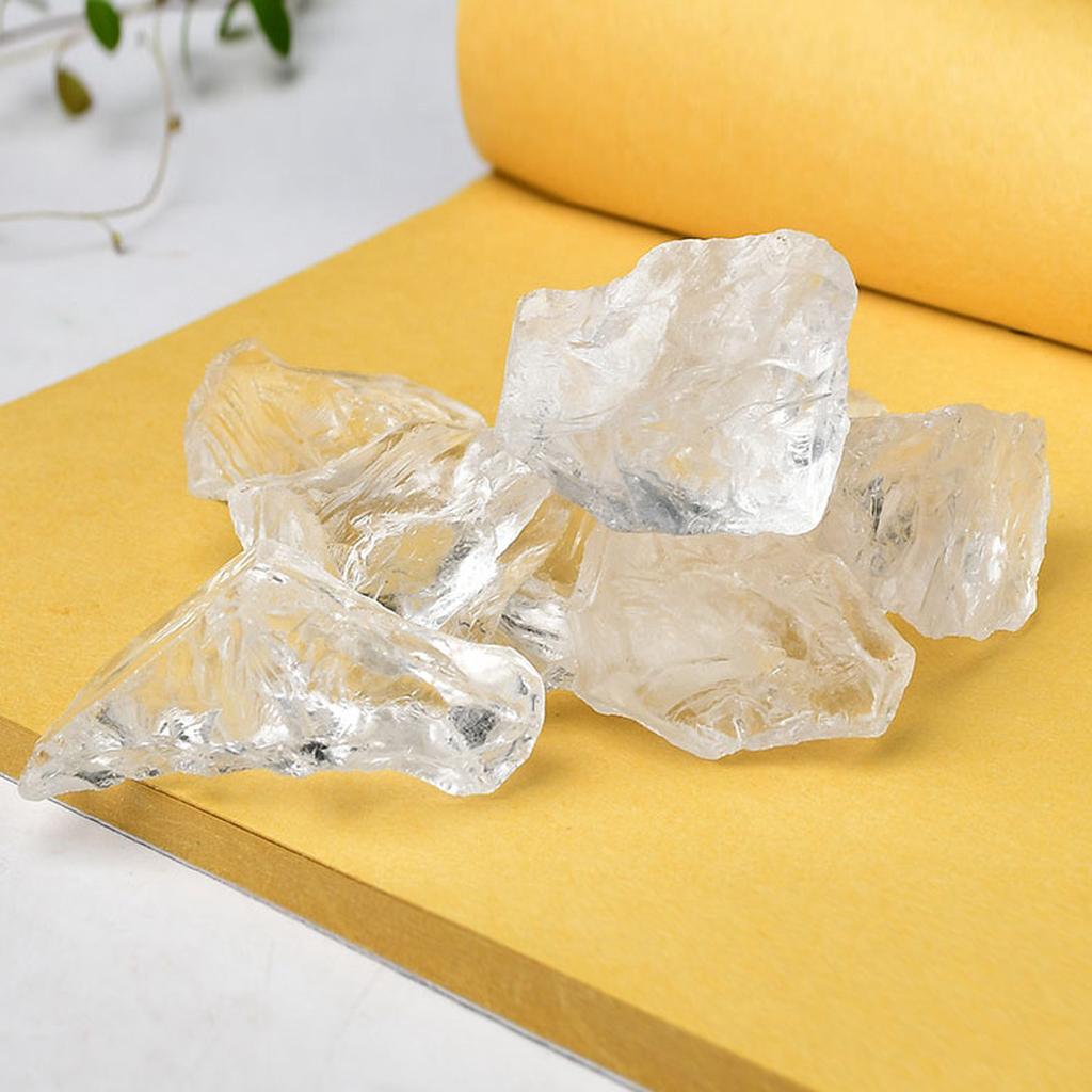 Clear Quartz Crystal Rough Stones Yellow Background