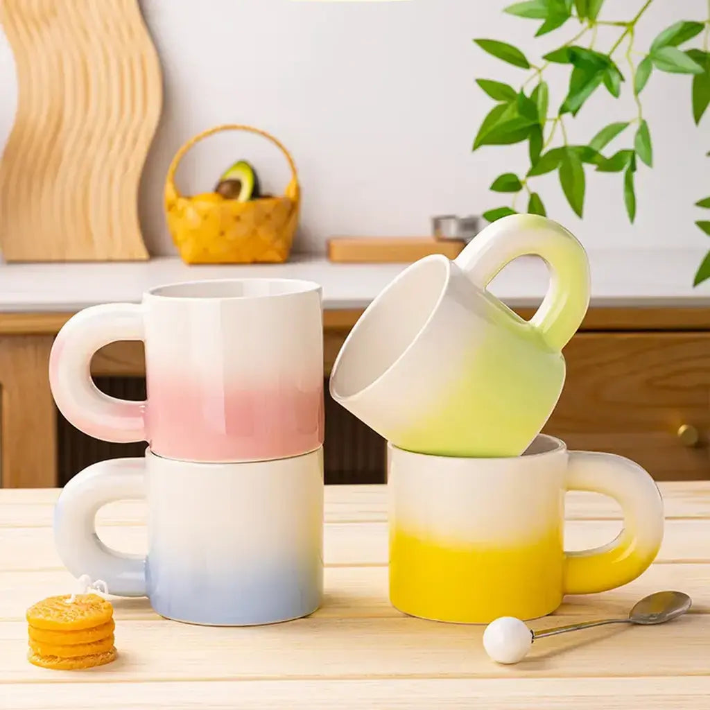 Colorful Gradient Ceramic Mugs Set
