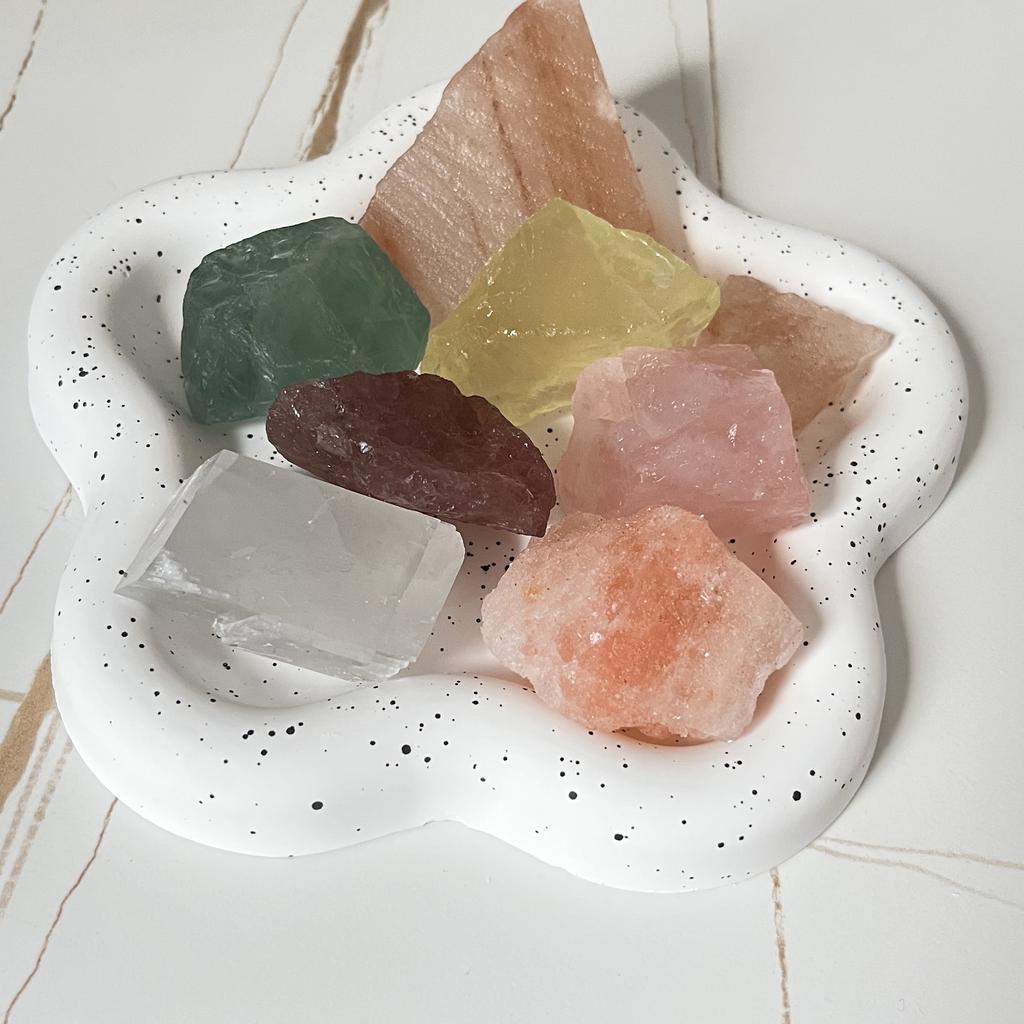 Colorful Raw Crystals on Decorative Tray