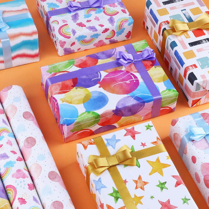 Colorful Watercolor Birthday Gift Wrapping Paper