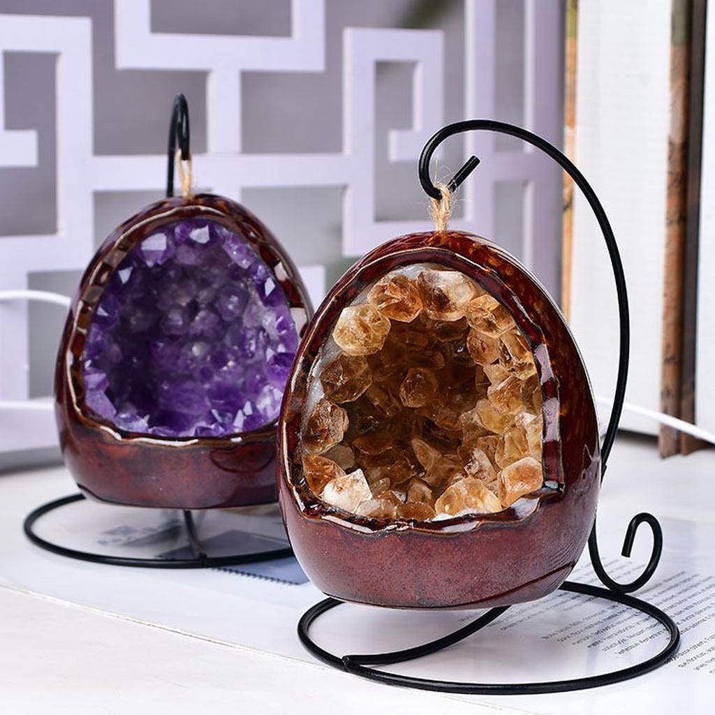 Crystal Geode Egg Shaped Home Decor
