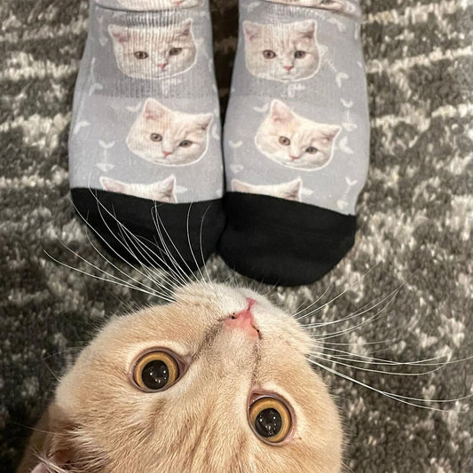 Custom Cat Face Socks With Cat Closeup