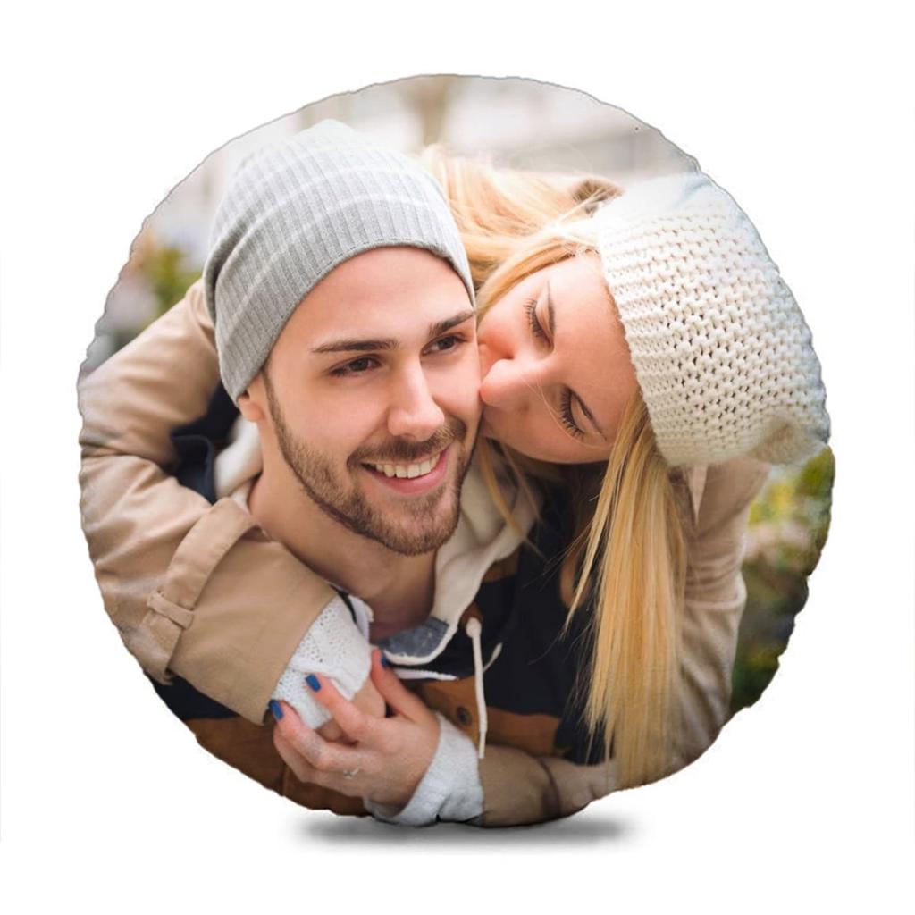 Custom Round Couple Photo Pillow