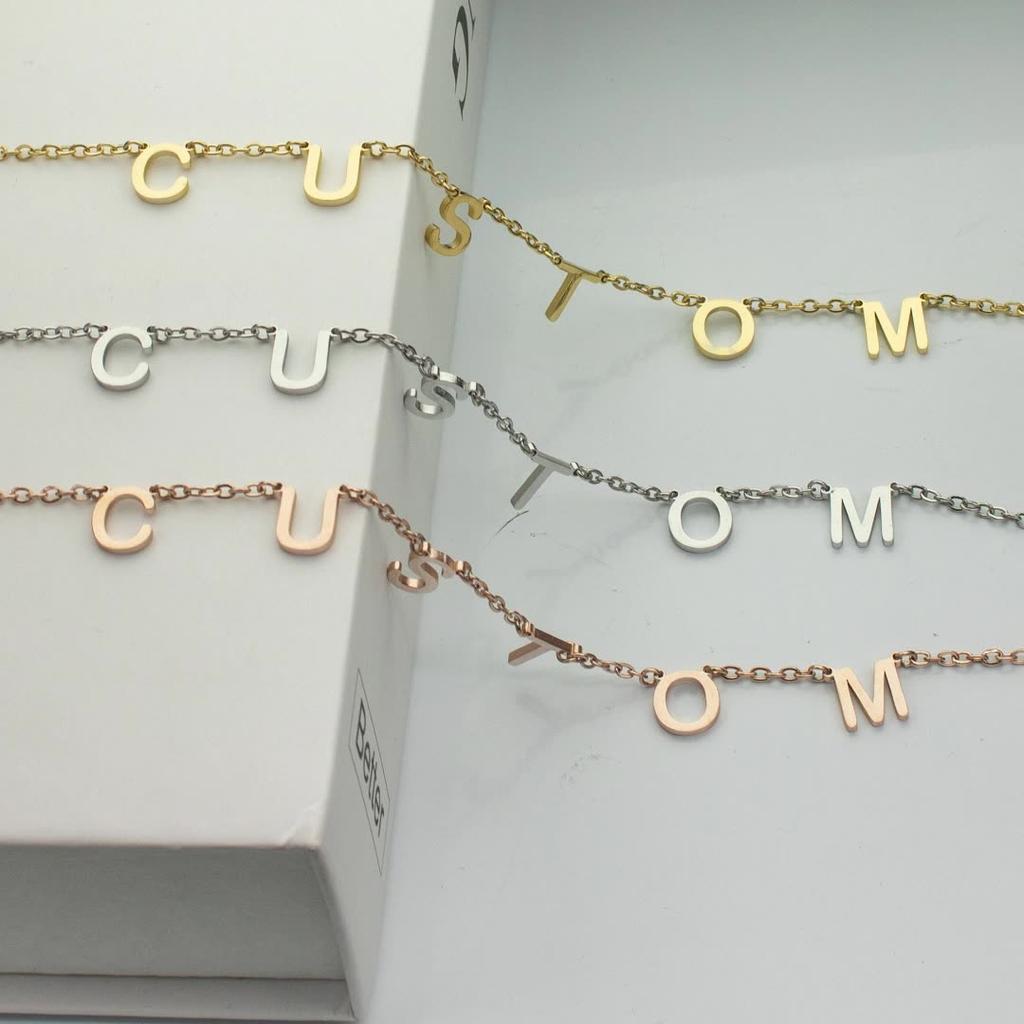 Custom Word Necklaces Gold Silver Rose Gold