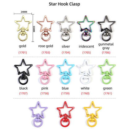 Cute Anime Girl Keychain and Star Hook Clasp Options