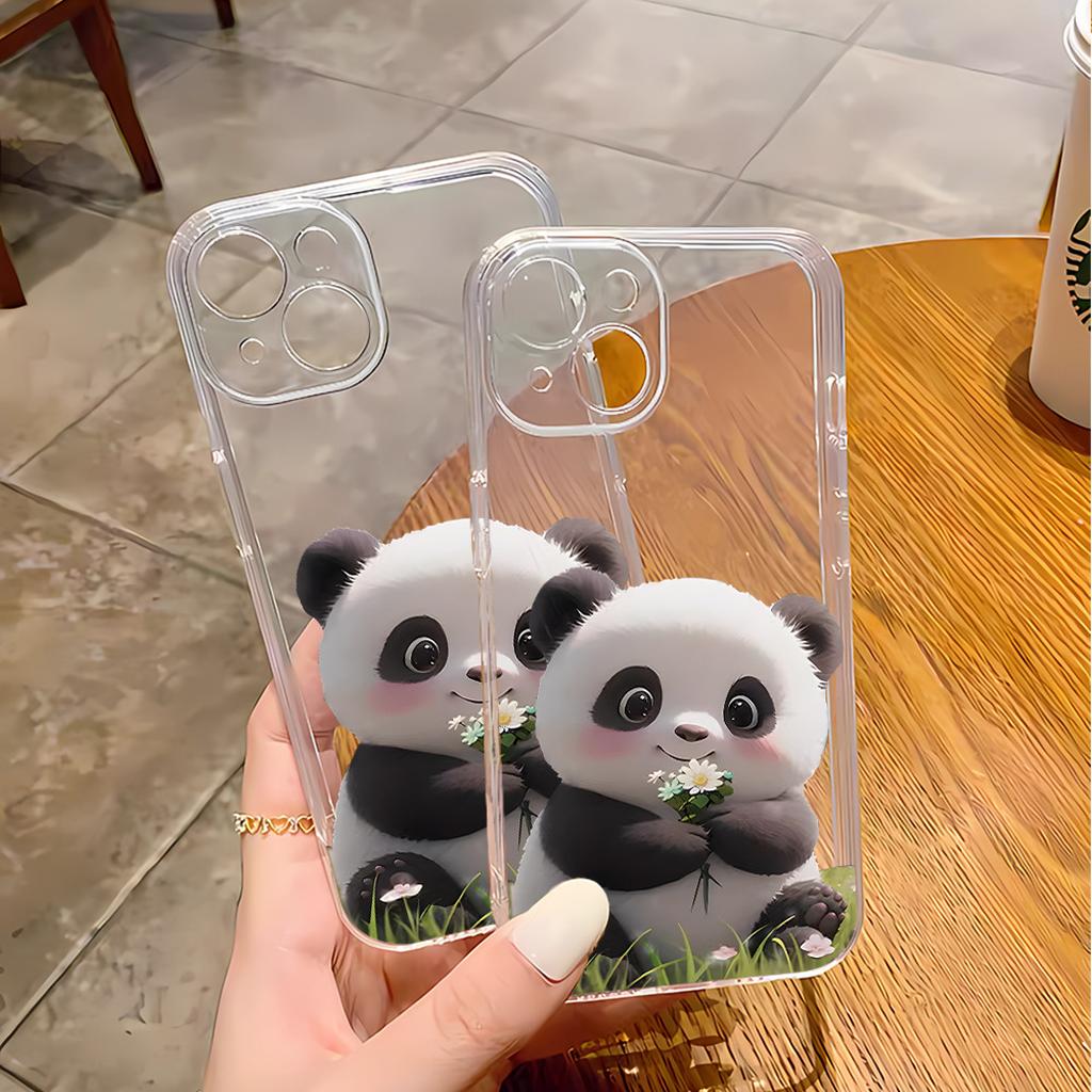 Cute Panda Clear Phone Case Design