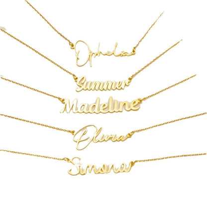 Elegant Gold Name Necklaces with Various Fonts